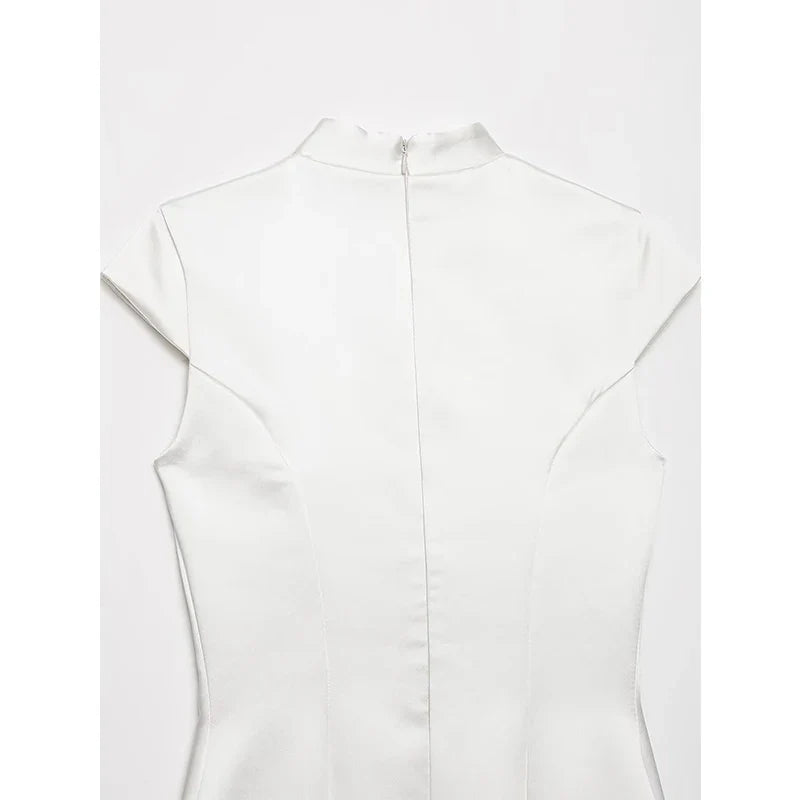 Modern Elegant White Cheongsam Mini Dresses