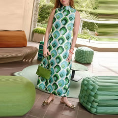 Casual Sleeveless Pattern Printed Long Dresses