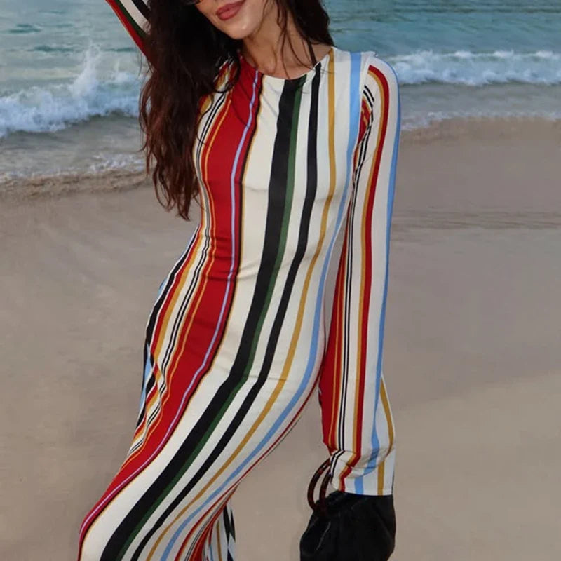 Female O Neck Long Sleeved Hem Party Dresses