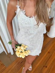 Retro V-neck Sleeveless Lace Patchwork Dresses