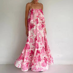 Bright Floral Print Loose Fit Beach Dresses