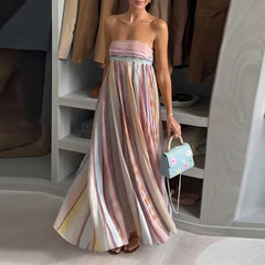 Backless Hollow Out High Waist Summer Long Dresses
