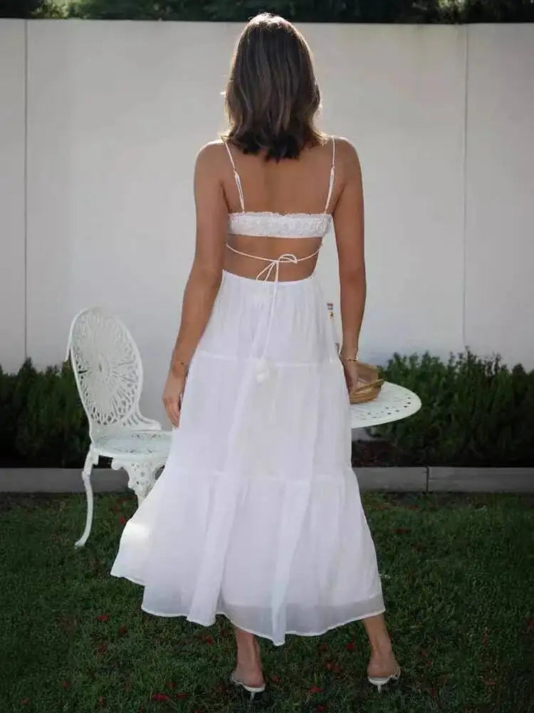 Sweet V-neck Sleeveless Pleated Patchwork Dresses