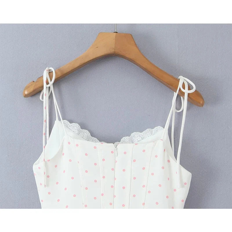 French Retro Temperament Polka Dot Camisole Dresses