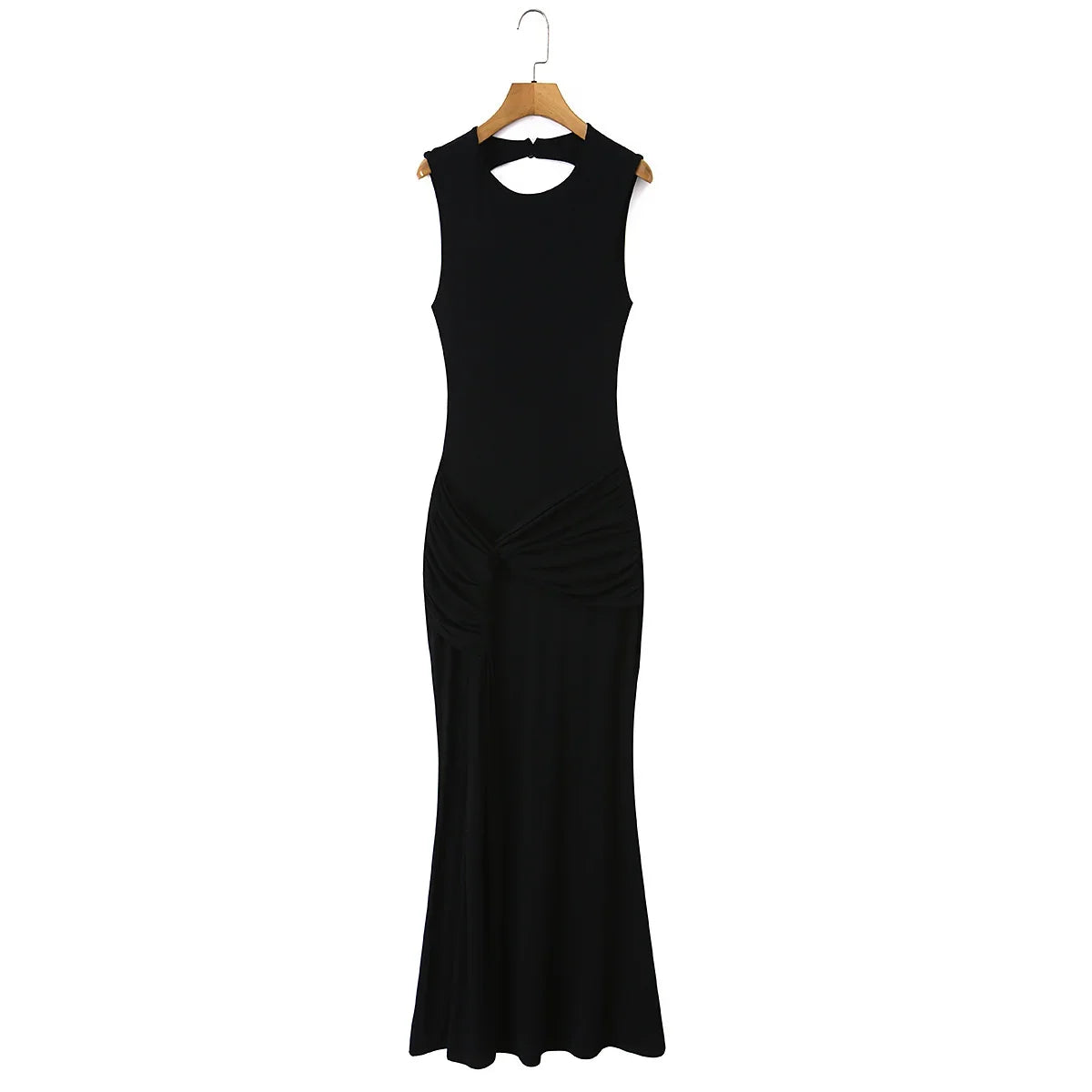 Sexy Burgundy Sleeveless Ruched Bodycon Maxi Dresses