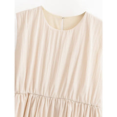 Arrival Casual Sleeveless Tiered Gathered Waist Bubble Hem Mini Dresses