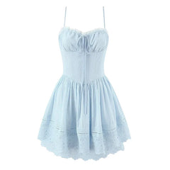 Sexy Pretty Girls Floral Embroidery Sling Mini Dresses Vacation Party Summer Dresses