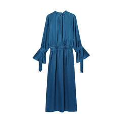 Casual Blue Satin Long Dresses