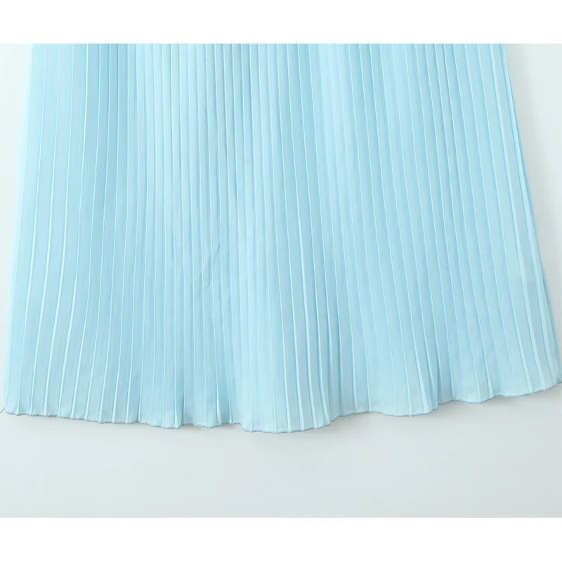 Elegant Blue Sexy Low Waist Pleated Strapless Dresses