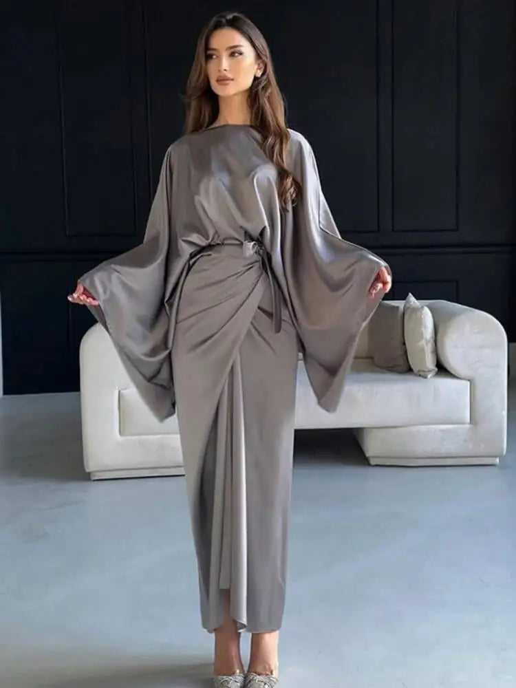 Autumn Round Neck Long Sleeve Irregular Waist Dresses