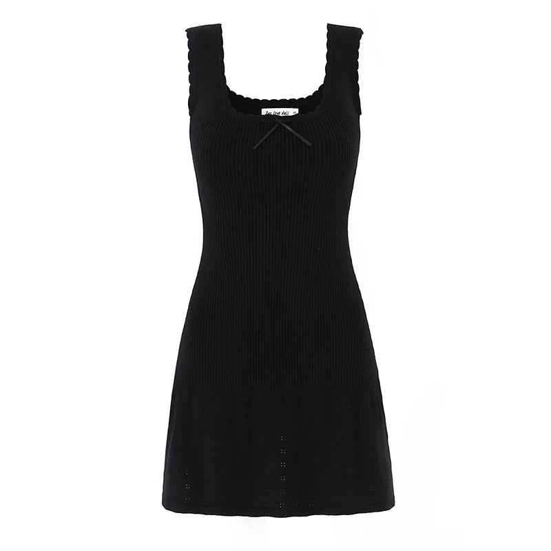 French Summer High Elasticity Knitted Dresses