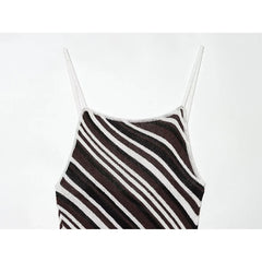 Sexy Spaghetti Straps Striped Midi Dresses