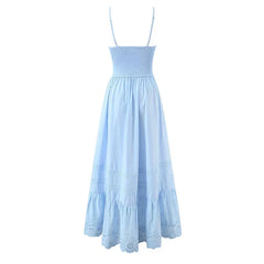 Sexy Spaghetti Straps Blue White Summer Holiday Dresses