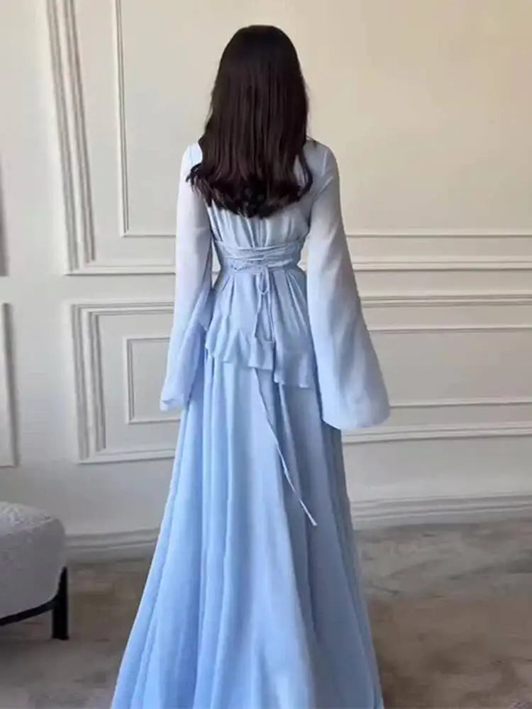 Autumn Round Neck Long Sleeve Irregular Slimming Dresses