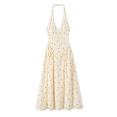 Floral Print Halter Midi Dresses