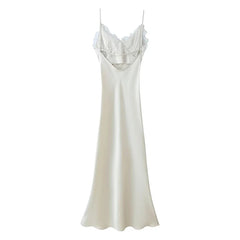 V Neck Satin Sling Long Dresses