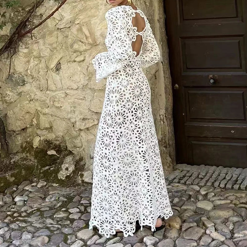 Backless Flower Beach Cover Up Dresses