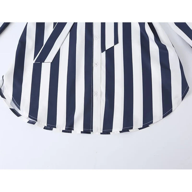 Summer Vintage Striped Shirt Dresses