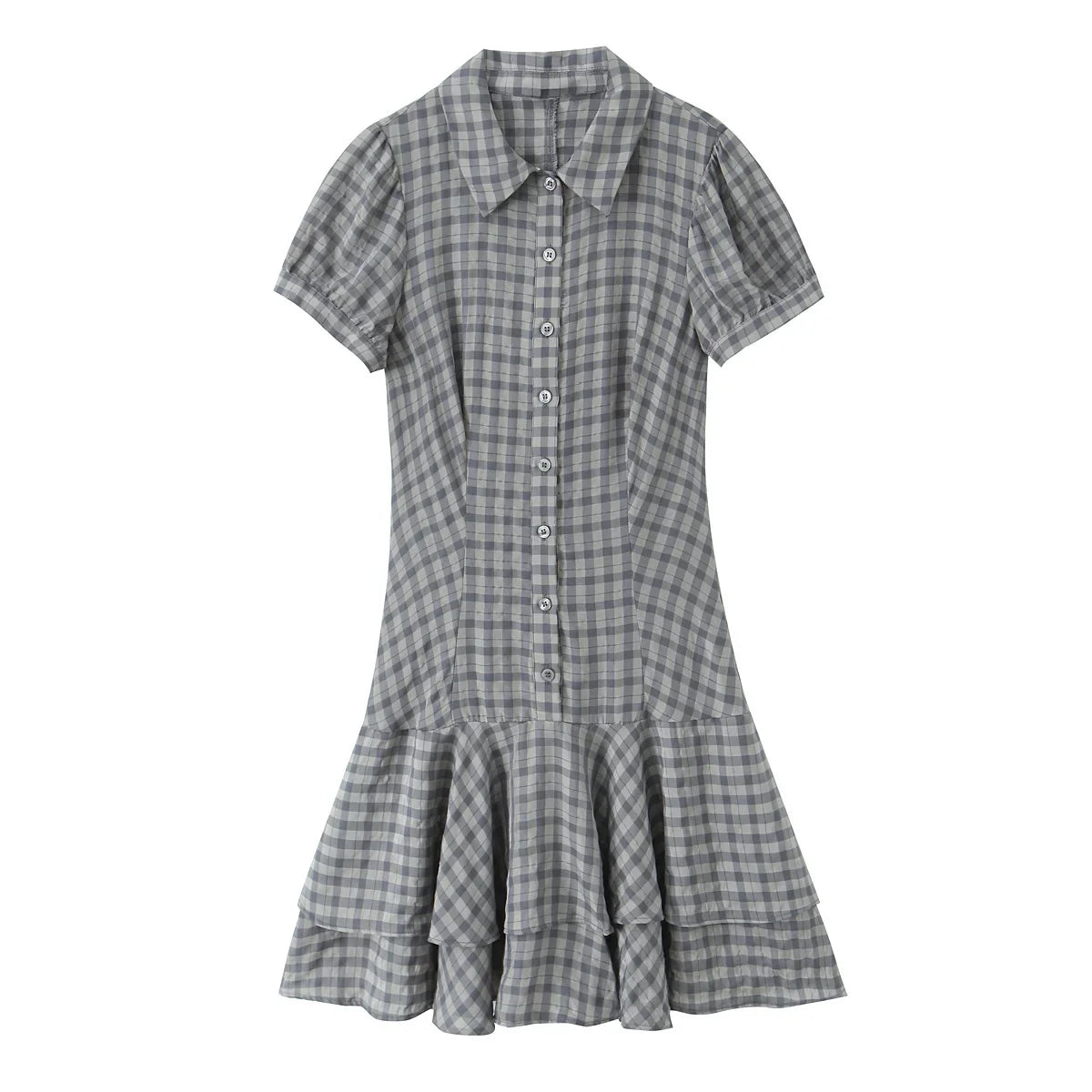 Plaid Ruffled Short Dresses
