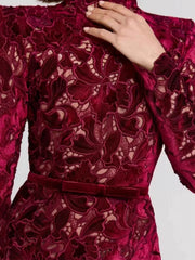 Jacquard Wrap Hip A-line Dresses Ladies O-neck Long Sleeved Slim Fit Party Dresses