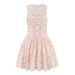 Sweet Pink Floral Print Tank Mini Dresses