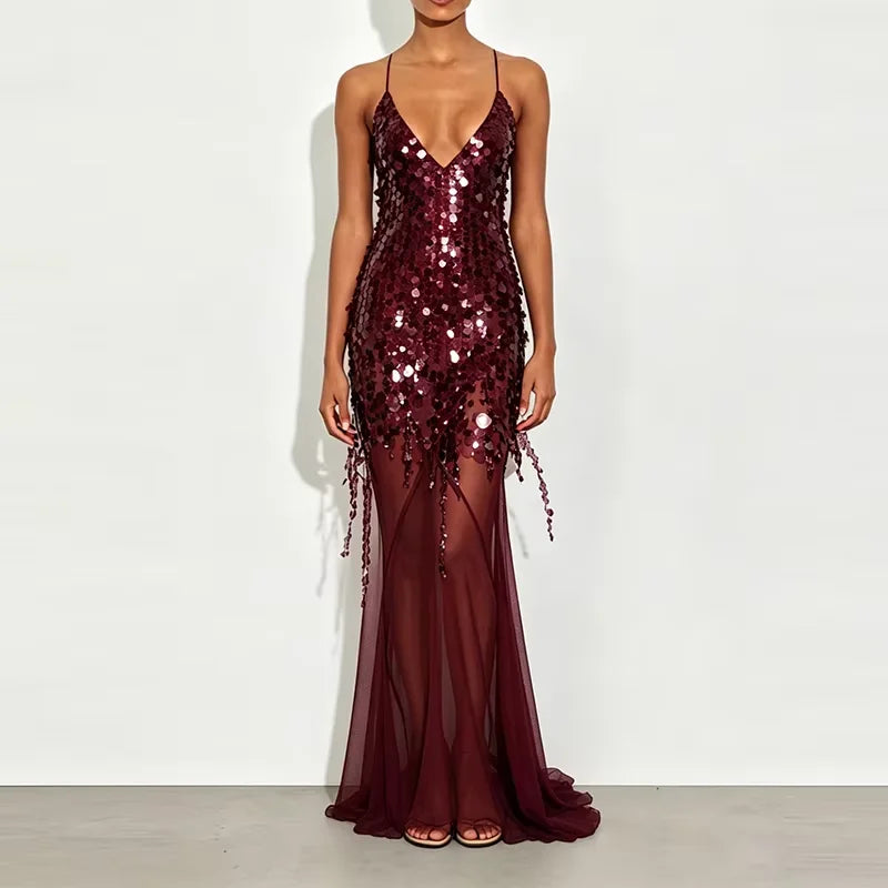Unique Sequin Camisole Beach Dresses