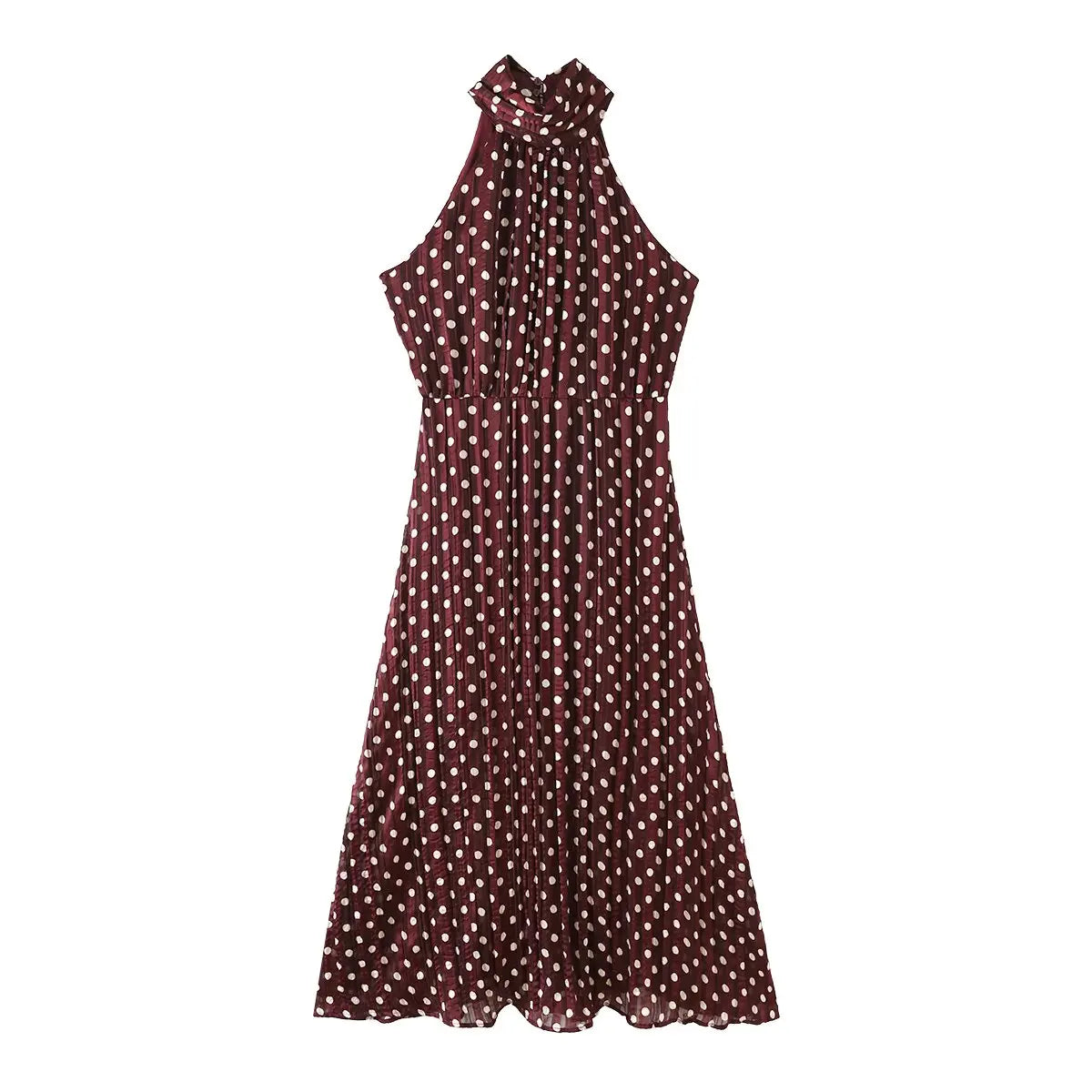 Sleeveless Halter Polka Dot Dresses
