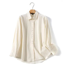 Commuting Style Long Sleeve Shirt Solid Lapel Collar Cotton Casual Office Shirts