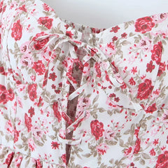Sexy Off Shoulder Floral Print Cake Party Mini Dresses Short Sleeve Layered Holiday Summer Dresses