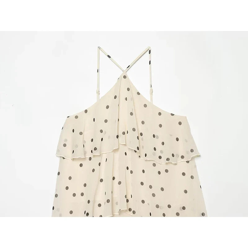 Polka Dot Halter Mini Dresses