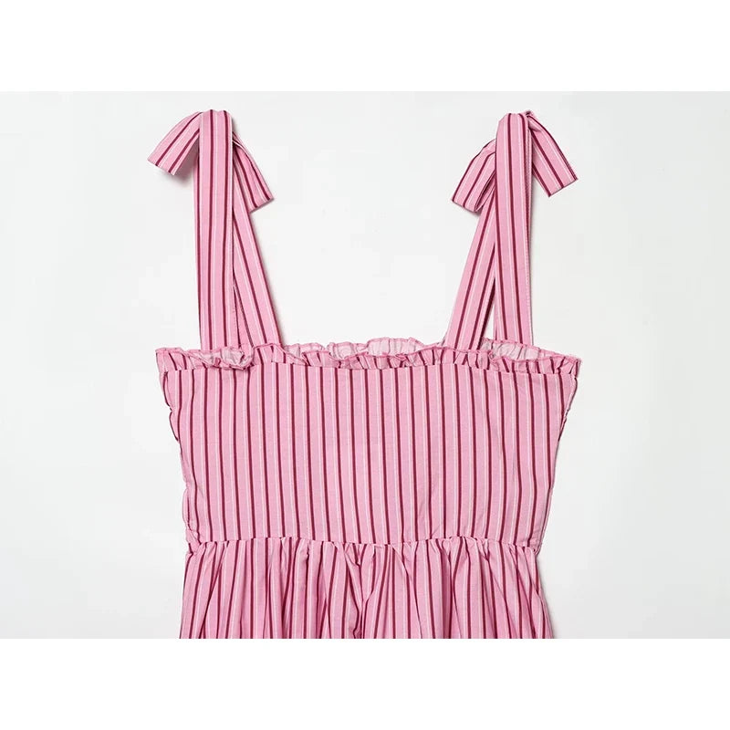 Pink Striped Midi Dresses