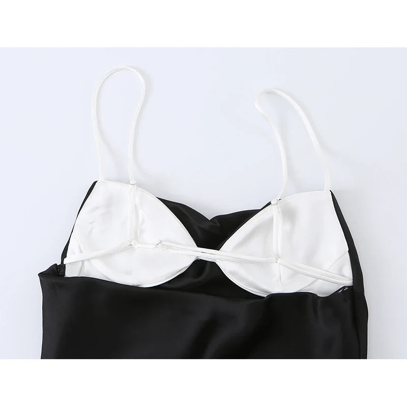 Black Satin Sling Dresses
