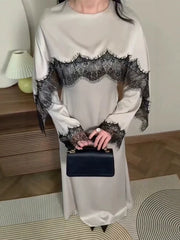 O-neck Long Sleeve High Waist Party Dresses