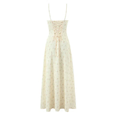 Sexy Spaghetti Straps Floral Print Midi Long Dresses