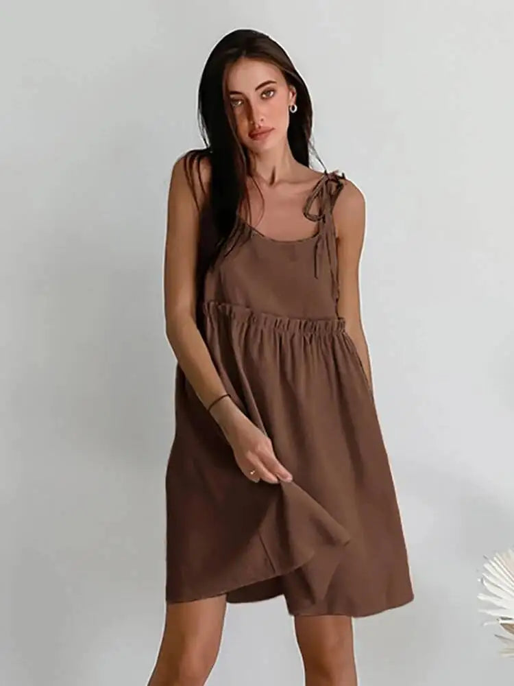 Sleeveless Bandage Patchwork Dresses