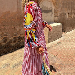 V-neck Lantern Sleeves Bohemian Dresses