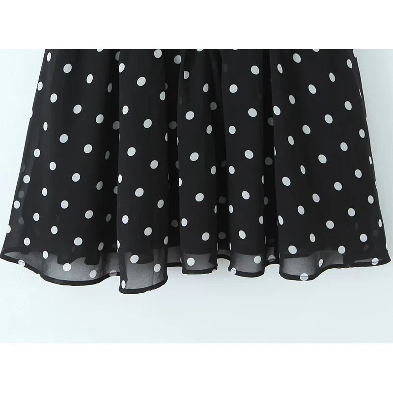 French Retro Romantic Sweet Sexy Slim Fit Polka Dot Flower Sling Dresses