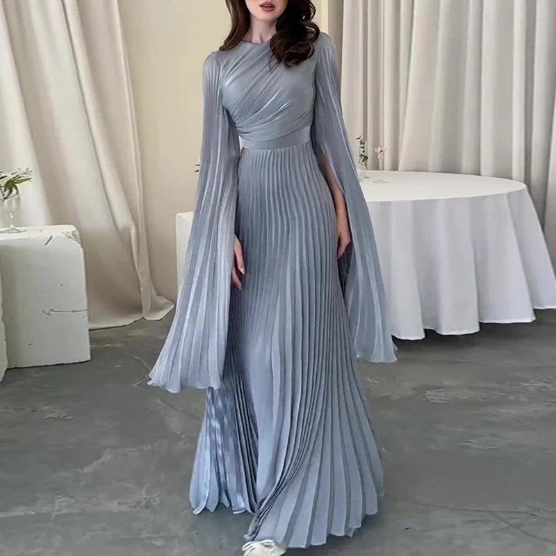 Elegant Solid Color Pleated Robe Dresses