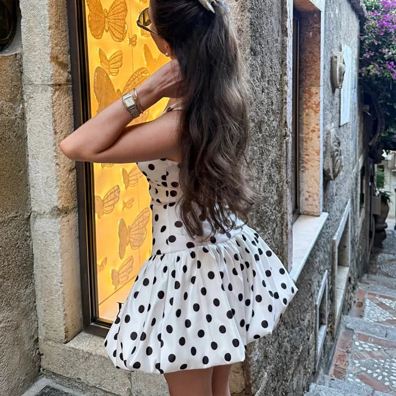 Halter Polka Dot Print Short Dresses