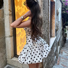 Halter Polka Dot Print Short Dresses