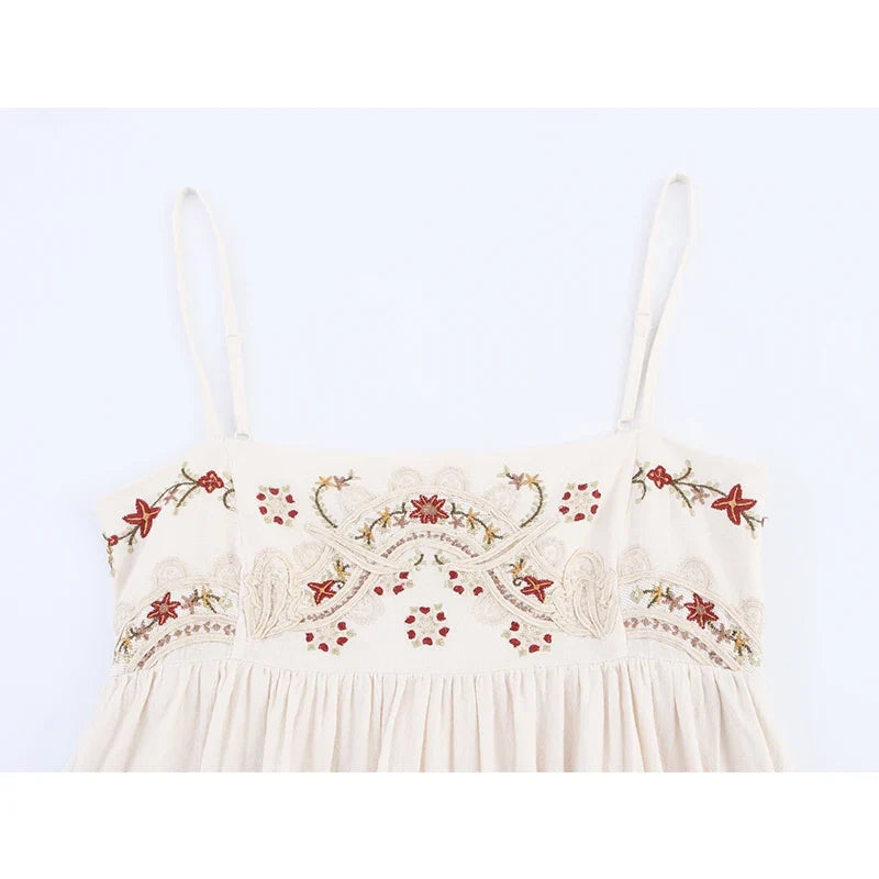 Floral Embroidery Sexy Spaghetti Straps Short Dresses