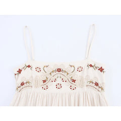 Floral Embroidery Sexy Spaghetti Straps Short Dresses