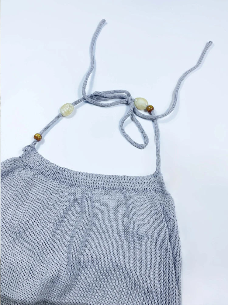 Color Blocked Suspender Knit Long Dresses