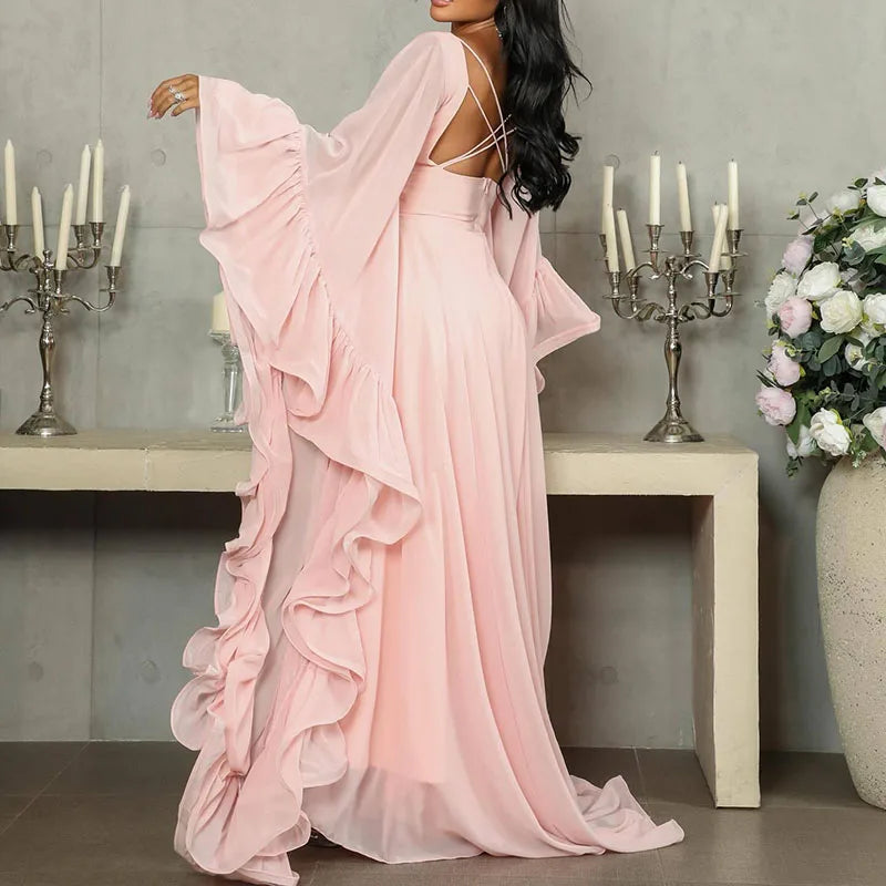 Spring Ruffle Design Long Dresses