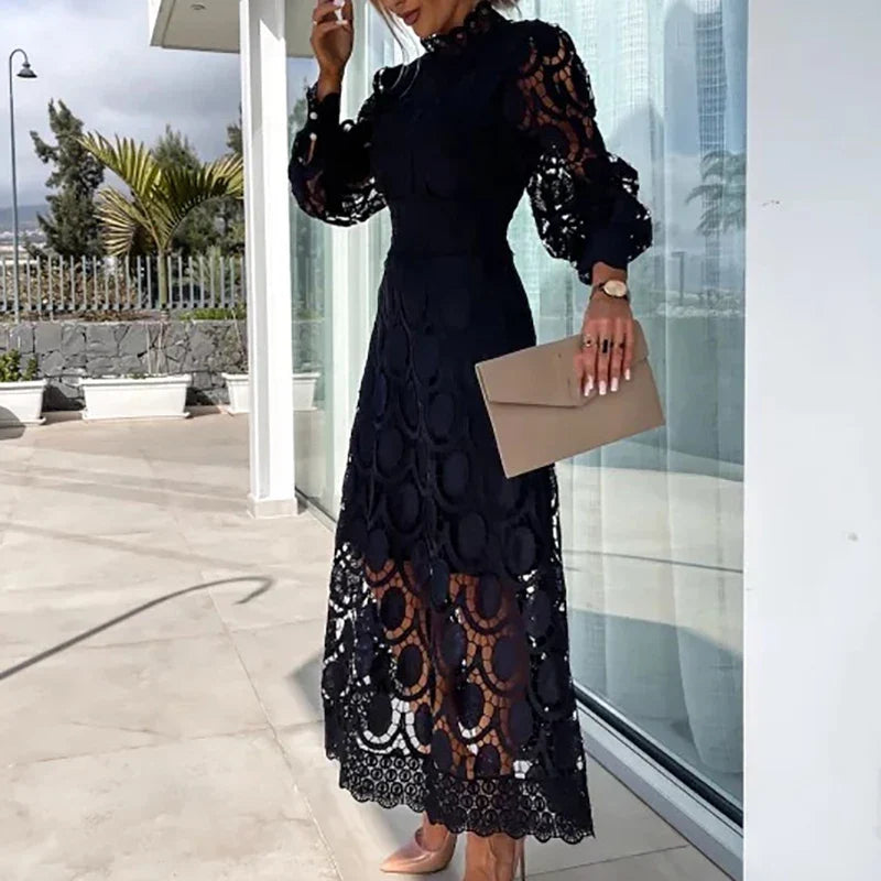 Lady Sexy Hollow Lantern Sleeve Party Dresses