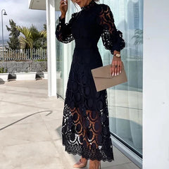 Lady Sexy Hollow Lantern Sleeve Party Dresses