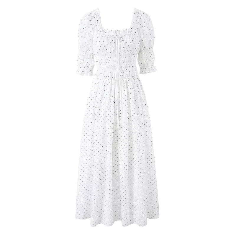 White Polka Dot Maxi Dresses
