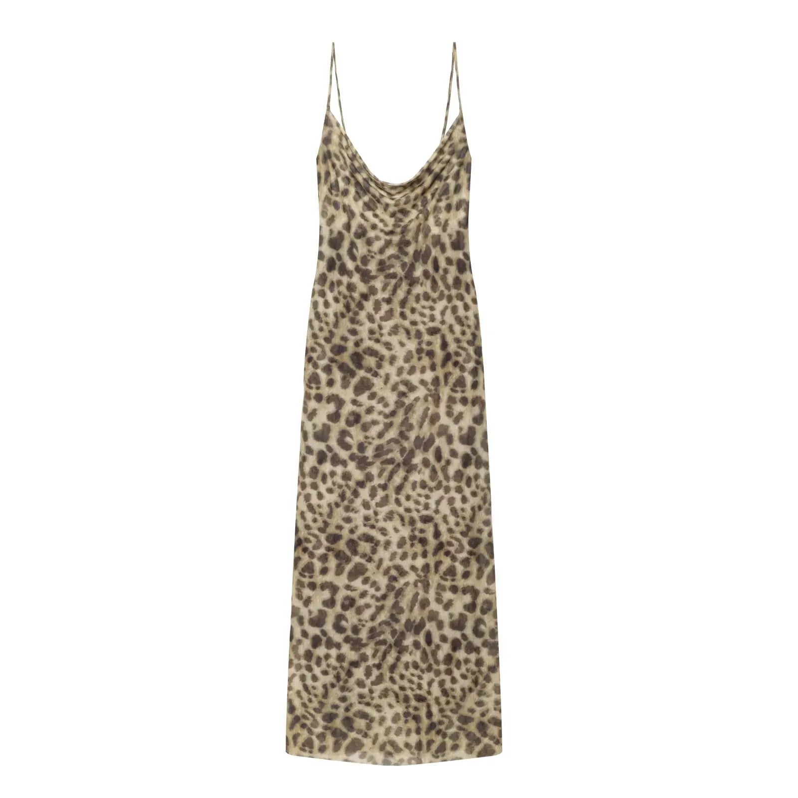 Leopard Print Mesh Sling Sexy Dresses