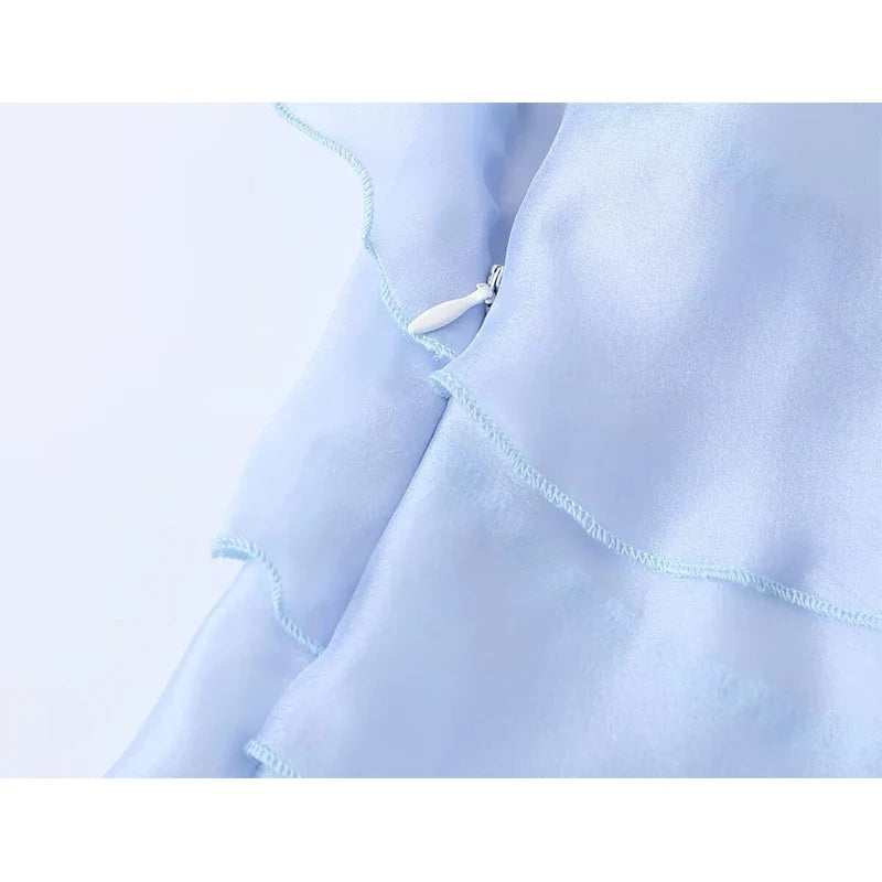 Light Blue Halter Neck Mini Dresses