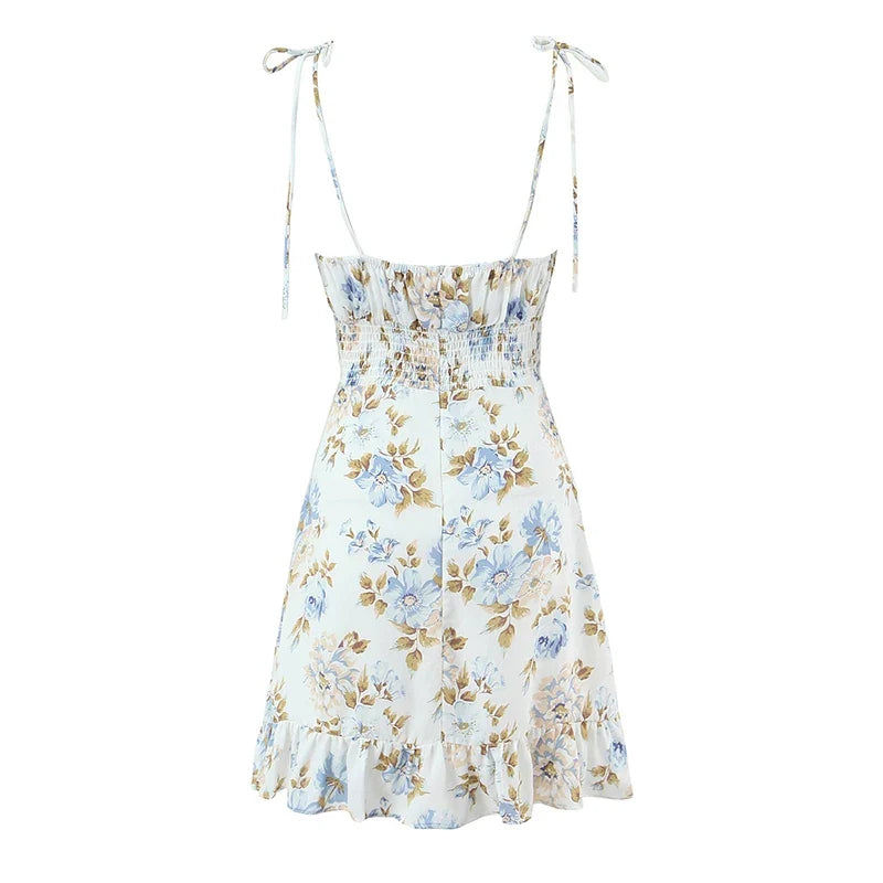Floral Print Sexy Sling Short Dresses